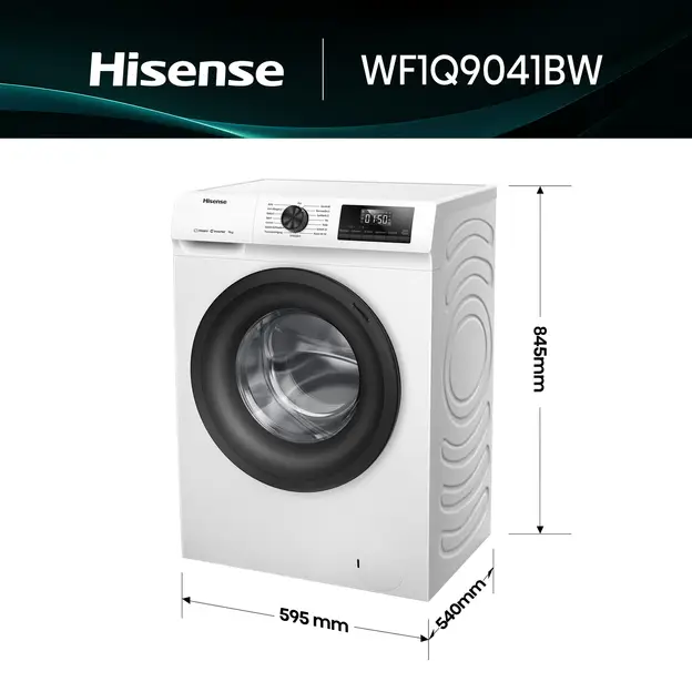 Hisense WF1Q9041BW 9 kg Waschmaschine mit Dampffunktion, 1400 U/min & Anti-Allergie-Programm | Energieklasse A | Weißhmaschine mit Dampffunktion / 9 kg / 1400 U/min / 15 Programme / Anti-Allergie-Programm / Babywäsche / AutoWash / Schnellwäsche 15 min / Daunen / Eco 40-60 °C / Power 49' / Energieklasse A / Weiß – Bild 6
