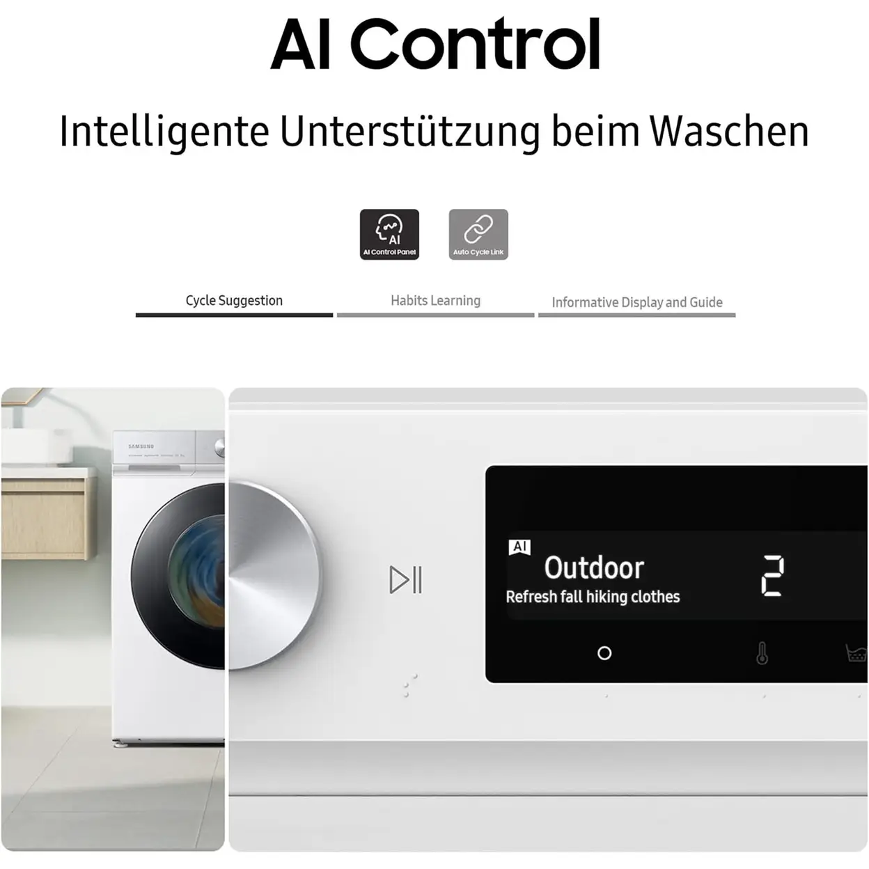 Samsung WW90T504AAWCS2 9 kg Waschmaschine mit AI Ecobubble, Hygiene-Dampf & 1400 U/min | Energieklasse A – Bild 7