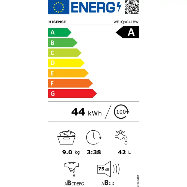 Hisense WF1Q9041BW 9 kg Waschmaschine mit Dampffunktion, 1400 U/min & Anti-Allergie-Programm | Energieklasse A | Weißhmaschine mit Dampffunktion / 9 kg / 1400 U/min / 15 Programme / Anti-Allergie-Programm / Babywäsche / AutoWash / Schnellwäsche 15 min / Daunen / Eco 40-60 °C / Power 49' / Energieklasse A / Weiß – Bild 9