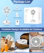 Standventilator mit Fernbedienung USB Ventilator leise Luftkühler 7200mAh Timing – Bild 5