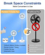 Standventilator mit Fernbedienung USB Ventilator leise Luftkühler 7200mAh Timing – Bild 6
