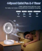 Standventilator mit Fernbedienung USB Ventilator leise Luftkühler 7200mAh Timing – Bild 7