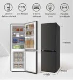 CHIQ 157L Kühlschrank 189kW Ultraleise, 3x Gefrierfach, 144cm, Tür Umkehrbar,12J – Bild 2