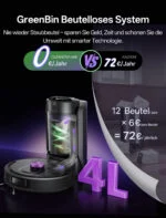 Vactidy W15 Saugroboter, Wisch, Beutellos, Multi-Zyklon, LiDAR nav 10kPa, 180min – Bild 4