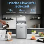 COMFEE RCI12GY Eiswürfelbereiter 1,3L❄️ 8 Eiswürfel 6 Min., 12 kg/24 Std Kompakt – Bild 2