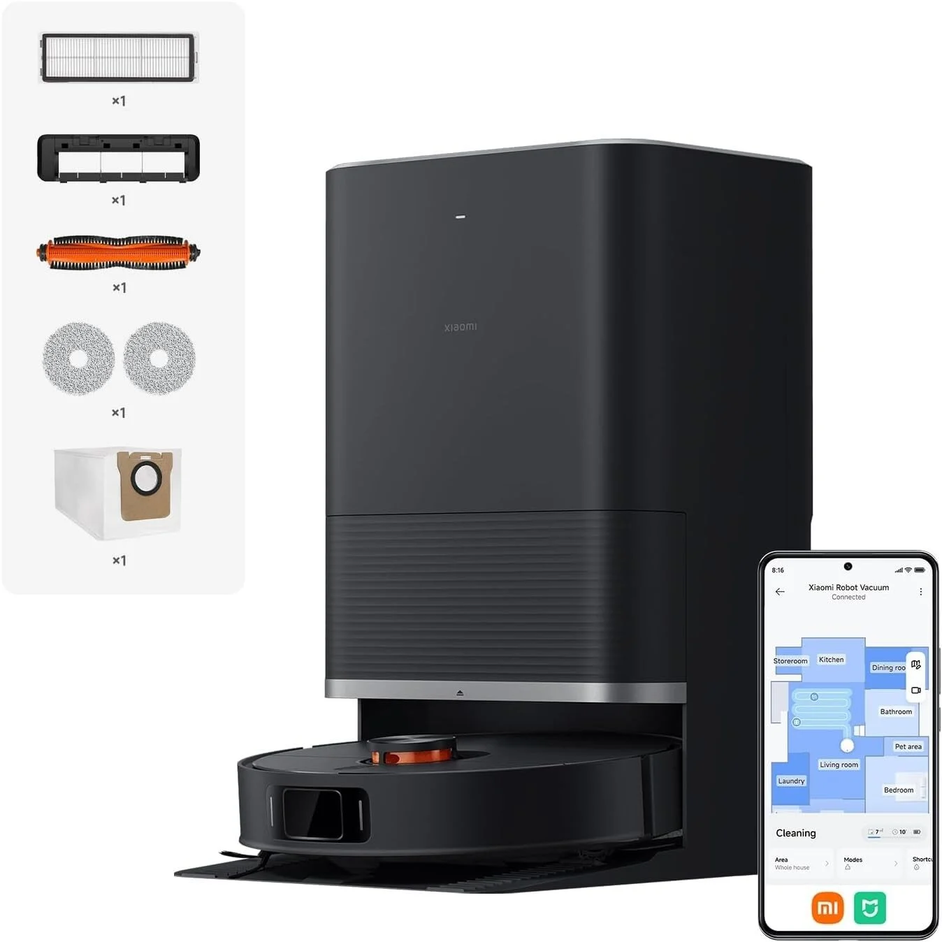 Xiaomi Robot Vacuum X20 Max Saugroboter 8000Pa, Stark🌀 Wisch- duales Moppsystem Xiaomi Robot Vacuum X20 Max Saugroboter 8000Pa, Stark🌀 Wisch- duales Moppsystem – Bild 1