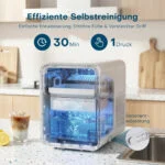 Eiswürfelmaschine 12kg/24h Eisbereiter 1,5L Selbstreinigung 2 Größen leise Küche – Bild 6