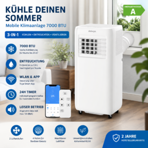 Mobile Klimaanlage 7000 BTU mit WLAN