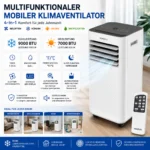9000 BTU Mobile Klimaanlage, 4in1 Kühlen Heizen, App Steuer, EEK A, Schlauch Set