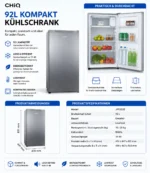 CHiQ Kleiner Kühlschrank 92L mit Gefrierfach, Kompakt🌟Schlafzimmer, Tür Wechsel – Bild 2
