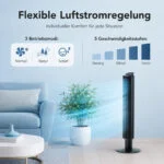 Turmventilator 106cm 42 Zoll, leiser Standventilator höhenverstell LED 12 Timer – Bild 3