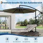 360° Drehbarer Ampelschirm, Kurbel & Neigungsverstellung, UV-Schutz, Verstellbar