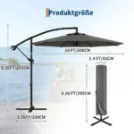 360° Drehbarer Ampelschirm, Kurbel & Neigungsverstellung, UV-Schutz, Verstellbar – Bild 5