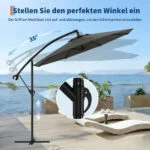 360° Drehbarer Ampelschirm, Kurbel & Neigungsverstellung, UV-Schutz, Verstellbar – Bild 6
