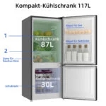 CHIQ Kühlschrank freistehend 117L 4🌟LED leise 39dB 2025 schwarz  Tür Umkehrbar – Bild 3
