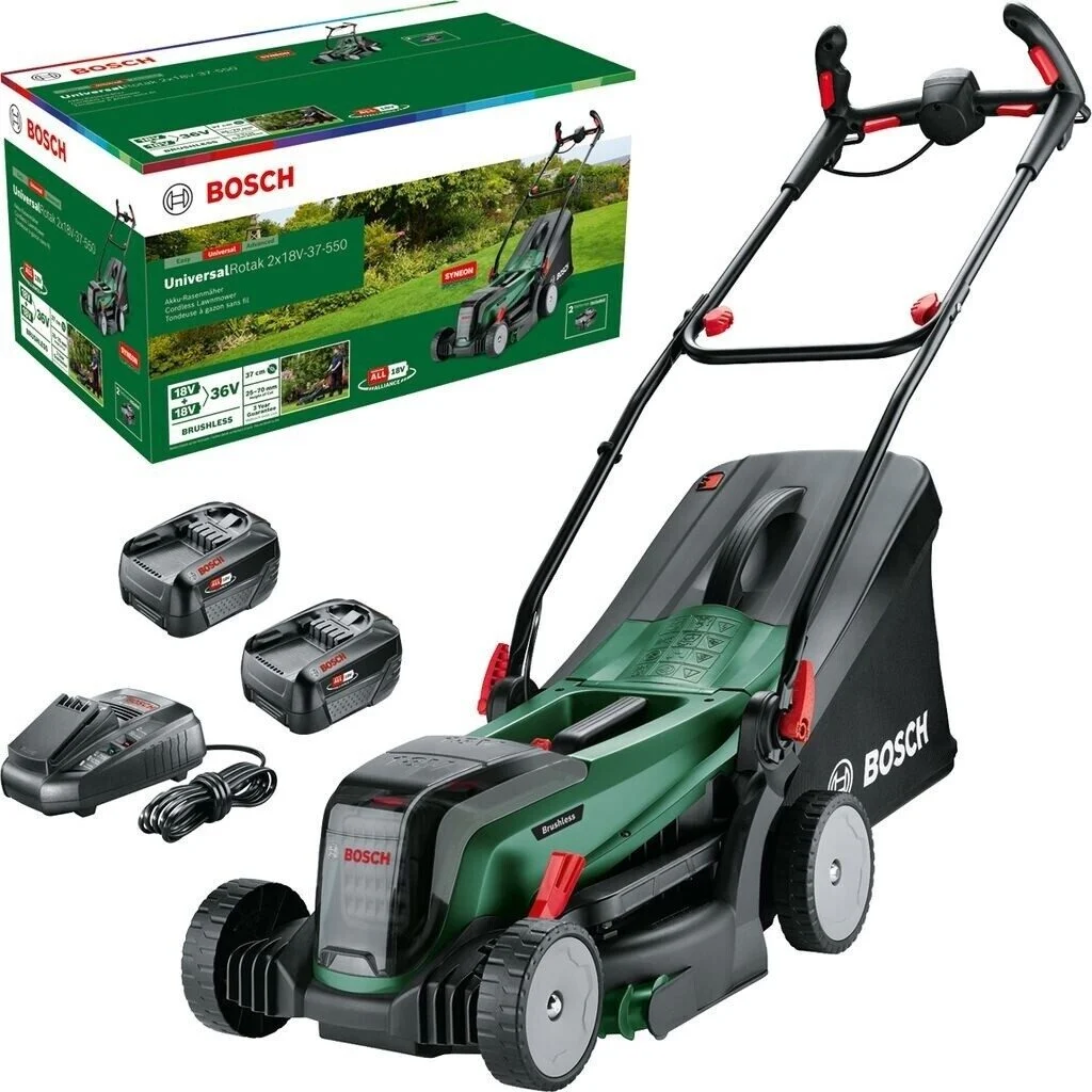 Bosch UniversalRotak 2x18V-37-550 Akku Rasenmäher 37cm 2x4Ah Akku Ladegerät Set Bosch UniversalRotak 2x18V-37-550 Akku Rasenmäher 37cm 2x4Ah Akku Ladegerät Set – Bild 1
