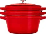 Staub La Cocotte Gusseisen Bräter 24cm 3-tlg Kirschrot Schmortopf Induktion Topf – Bild 3