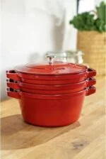 Staub La Cocotte Gusseisen Bräter 24cm 3-tlg Kirschrot Schmortopf Induktion Topf – Bild 9