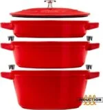 Staub La Cocotte Gusseisen Bräter 24cm 3-tlg Kirschrot Schmortopf Induktion Topf – Bild 18