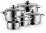 WMF Quality One Topfset 5-tlg Cromargan Edelstahl Glasdeckel Induktion Set Stahl