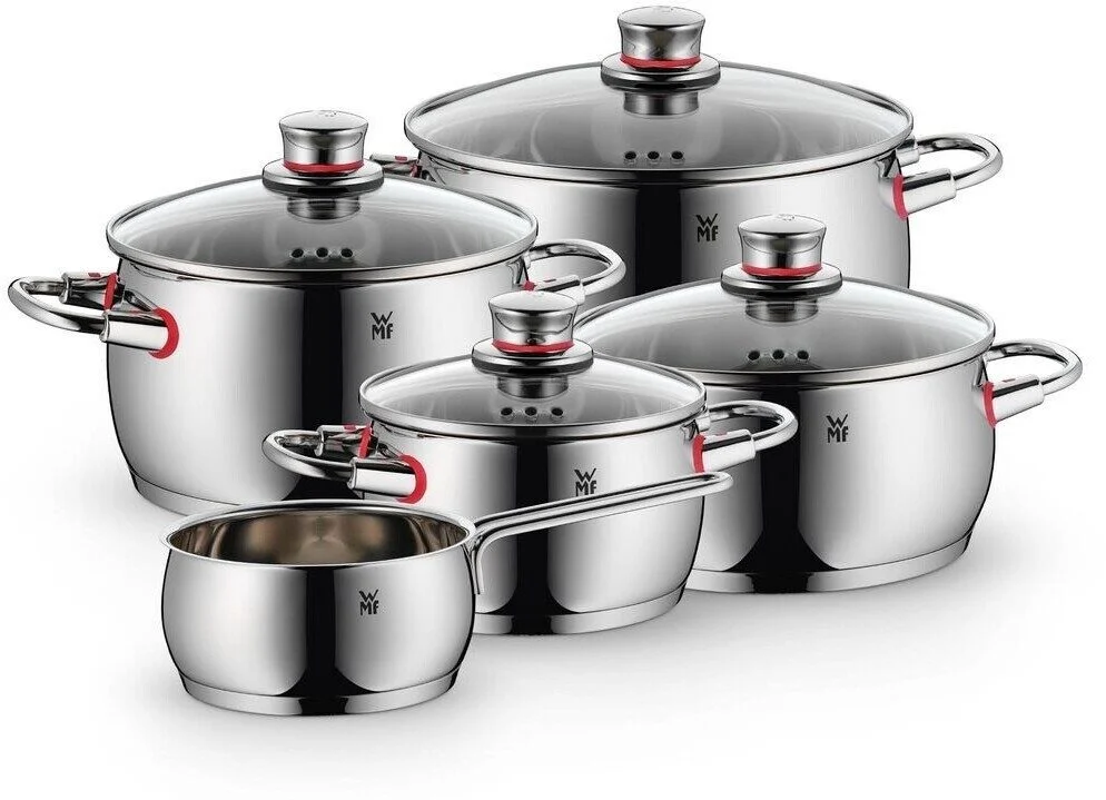 WMF Quality One Topfset 5-tlg Cromargan Edelstahl Glasdeckel Induktion Set Stahl WMF Quality One Topfset 5-tlg Cromargan Edelstahl Glasdeckel Induktion Set Stahl – Bild 1