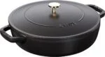 Staub Bräter 28cm Gusseisen Schwarz Chistera Drop Structure Induktion mit Deckel