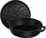 Staub Bräter 28cm Gusseisen Schwarz Chistera Drop Structure Induktion mit Deckel – Bild 4