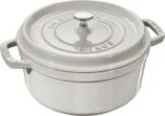 Staub LaCocotte Bräter Rund 28cm 6,7L Gusseisen Trüffelweiß Induktion mit Deckel