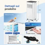 9000 BTU Mobile Klimaanlage, 4-in-1 Kühlfan Luftentfeuchter, EEK A, Schlauch Set – Bild 2
