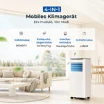 9000 BTU Mobile Klimaanlage, 4-in-1 Kühlfan Luftentfeuchter, EEK A, Schlauch Set – Bild 5