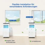 9000 BTU Mobile Klimaanlage, 4-in-1 Kühlfan Luftentfeuchter, EEK A, Schlauch Set – Bild 6