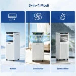 Mobiles Klimagerät 9000BTU, 2,6 kW, 3-in-1-Klimaanlage, 30m², leise, Schlafmodus – Bild 6