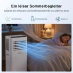Mobile Klimaanlage 7000 BTU, 3in1 Klimagerät, 25 m², EEK A,  Fernbedienung,Timer – Bild 7