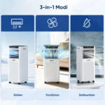 7000BTU Mobiles Klimagerät, 2,0 kW 3-in-1-Klimaanlage, bis 28m², leise, Schlafen – Bild 6