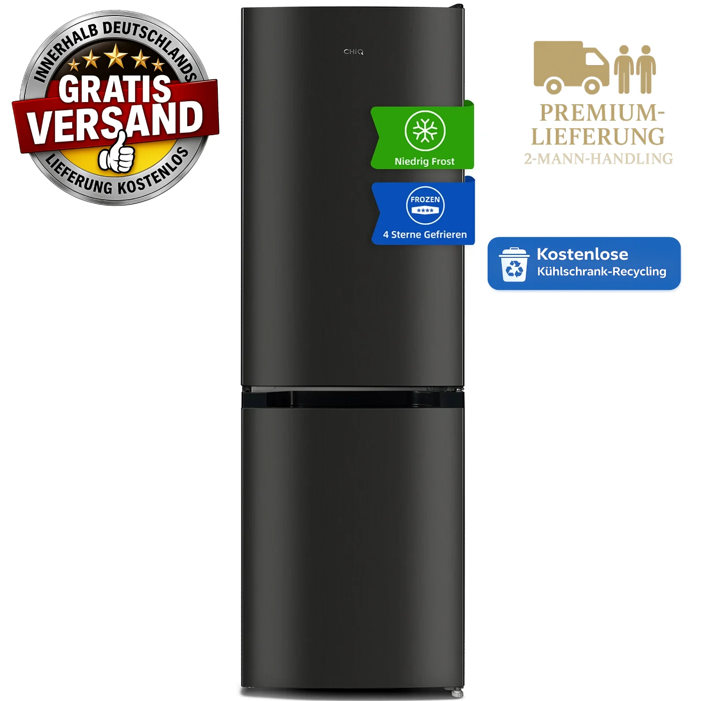 CHIQ 157L Kühlschrank 189kW Ultraleise, 3x Gefrierfach, 144cm, Tür Umkehrbar,12J CHIQ 157L Kühlschrank 189kW Ultraleise, 3x Gefrierfach, 144cm, Tür Umkehrbar,12J – Bild 1