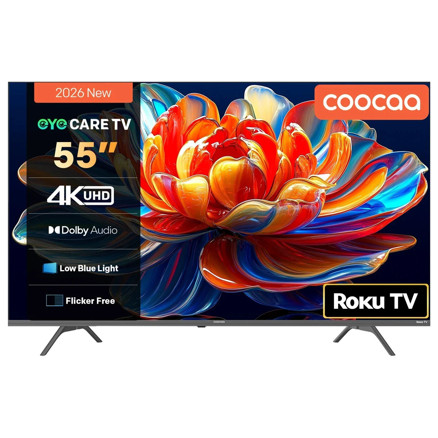Coocaa 55 Zoll UHD LED TV, Smart Roku TV, HDR10, Dolby Audio, Youtube, Google 🌟 Coocaa 55 Zoll UHD LED TV, Smart Roku TV, HDR10, Dolby Audio, Youtube, Google 🌟 – Bild 1