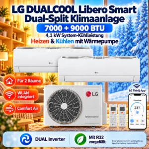 LG DUALCOOL Libero Smart Dual Split Klimaanlage 7000+9000 BTU WLAN R32 Inverter