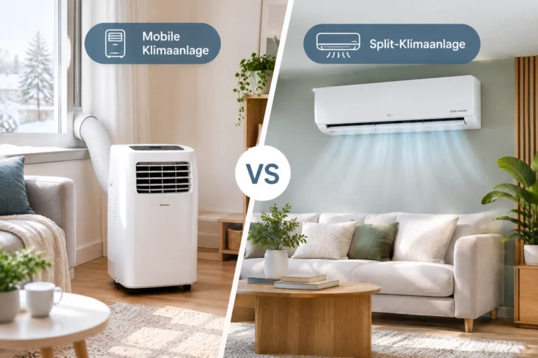 Mobile Klimaanlage oder Split-Klimaanlage im Vergleich in modernen Wohnräumen