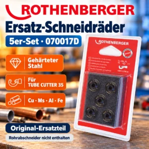 ROTHENBERGER 070017D Packung mit fünf Ersatz-Schneidrädern und Herstellerlogo