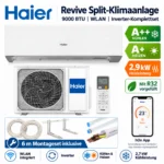 Haier Revive Split Klimaanlage 9000 BTU WLAN R32 A++/A+ 6m Montageset Wärmepumpe