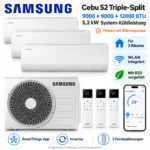 Samsung Cebu S2 Triple Split Klimaanlage 9000+9000+12000 BTU WLAN R32 Inverter
