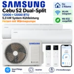 Samsung Cebu S2 Dual Split Klimaanlage 12000+12000 BTU WLAN R32 Inverter Heizen