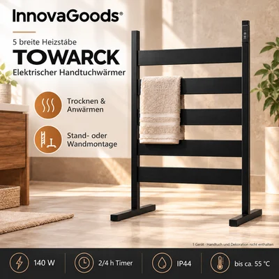 InnovaGoods Towarck Handtuchwärmer 140W 5 Stangen Timer IP44 schwarz Stand/Wand InnovaGoods Towarck Handtuchwärmer 140W 5 Stangen Timer IP44 schwarz Stand/Wand