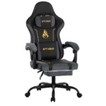 SYMINO Gaming Stuhl Schwarz Fußstütze Bürostuhl Drehstuhl höhenverstellbar 135° – Bild 2