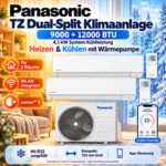 Panasonic TZ Dual Split Klimaanlage 9000+12000 BTU WLAN R32 Inverter nanoe X Set