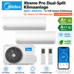 Midea Xtreme Pro WF Dual Split Klimaanlage 9000+9000 BTU WLAN R32 A++ Heizen Set