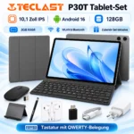 TECLAST P30T Tablet 10,1 Zoll Android 16 3 GB 128 GB WLAN Bluetooth 6000mAh Grau