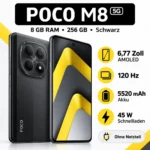 POCO M8 5G 256GB 8GB RAM Schwarz Smartphone 6,77 Zoll AMOLED 120Hz 50MP NFC Neu
