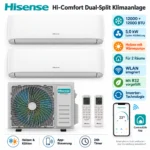 Hisense HiComfort Dualsplit Klimaanlage 12000+12000 BTU WLAN R32 Inverter Heizen